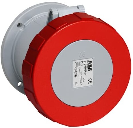 ABB 2CMA192730R1000 Розетка панельная с прямым унифицированным фланцем 3125RU6W LP, 125A, 3P+E, IP67, 6ч