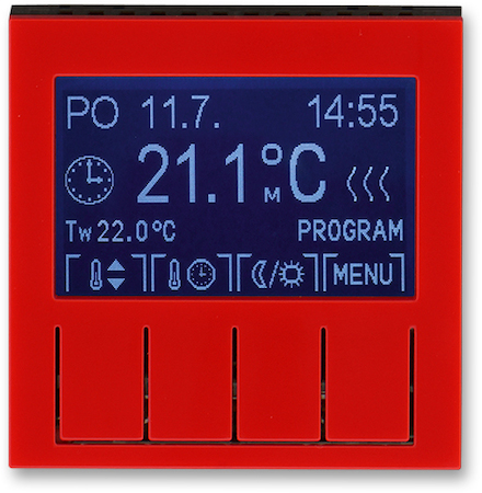 2CHH911031A4065 Терморегулятор ABB Levit универсальный программируемый красный / дымчатый чёрный