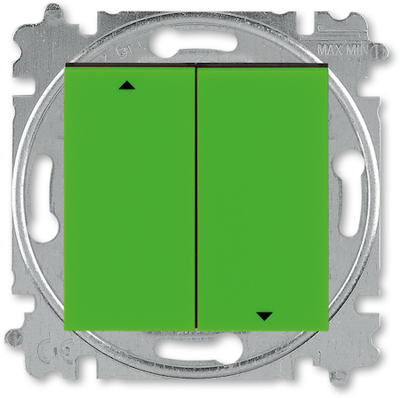 2CHH598945A6067 Выключатель жалюзи двухклавишный ABB Levit с фиксацией клавиш зелёный / дымчатый чёрный