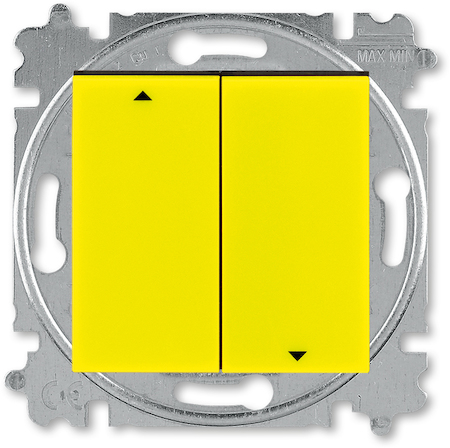2CHH598945A6064 Выключатель жалюзи двухклавишный ABB Levit с фиксацией клавиш жёлтый / дымчатый чёрный
