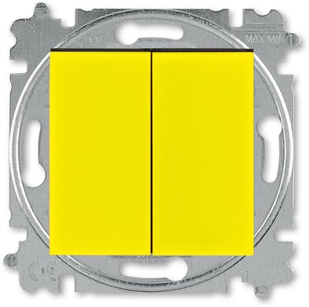 2CHH590545A6064 Выключатель двухклавишный ABB Levit жёлтый / дымчатый чёрный