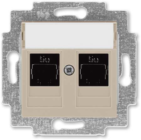 2CHH295118A6018 Розетка информационная ABB Levit двойная 2хRJ45 категория 5e кофе макиато