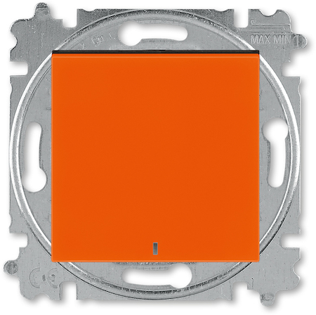 2CHH590146A6066 Выключатель одноклавишный с подсветкой ABB Levit оранжевый / дымчатый чёрный