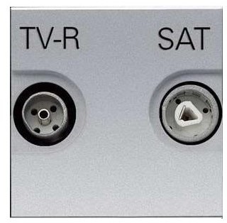 ABB 2CLA225170N1301 Розетка TV-R-SAT оконечная с накладкой, серия Zenit, цвет серебристый