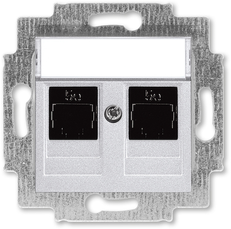 2CHH295118A6070 Розетка информационная ABB Levit двойная 2хRJ45 категория 5e серебро