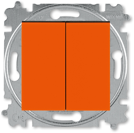 2CHH598745A6066 Выключатель кнопочный двухклавишный ABB Levit оранжевый / дымчатый чёрный