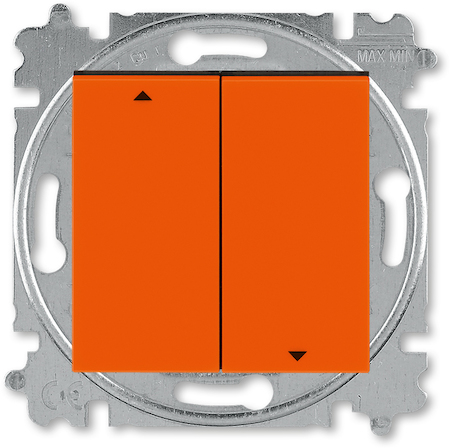 2CHH598945A6066 Выключатель жалюзи двухклавишный ABB Levit с фиксацией клавиш оранжевый / дымчатый чёрный