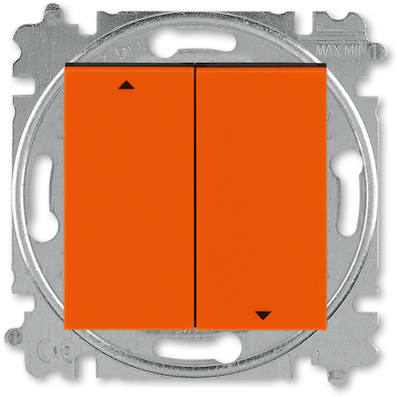 2CHH598845A6066 Выключатель жалюзи двухклавишный ABB Levit без фиксации клавиш оранжевый / дымчатый чёрный