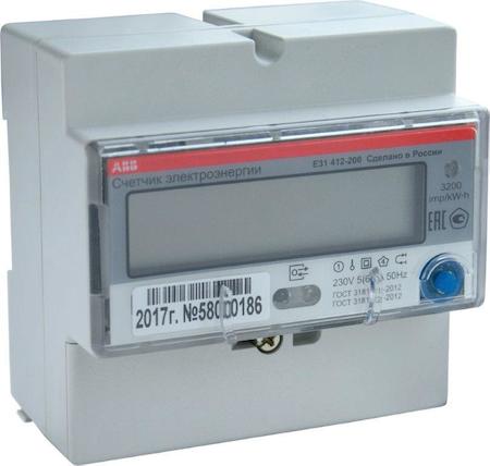 ABB 2CMA105937R1000 Счетчик 1-фазный акт. энергии,многотарифный, кл. точности 1,прямого вкл. 5(80)А, Modbus, тип E31 412-200