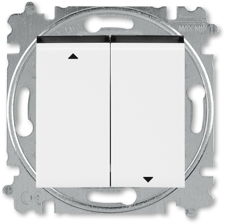 2CHH598945A6062 Выключатель жалюзи двухклавишный ABB Levit с фиксацией клавиш белый / дымчатый чёрный