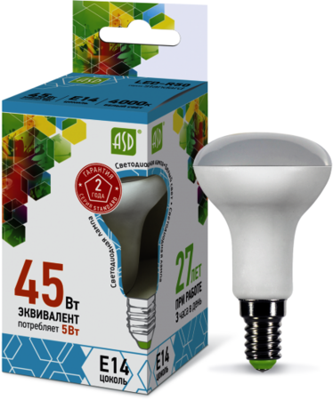 4690612001517 Лампа светодиодная LED-R50-standard 5Вт 230В Е14 4000К 450Лм ASD