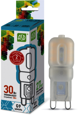 4690612003306 Лампа светодиодная LED-JCD-standard 3Вт 230В G9 4000К 270Лм ASD