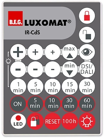 BEG 92577 Пульт управления для сумеречных выключателей IR-CdS, в комплекте настенный держатель / серый