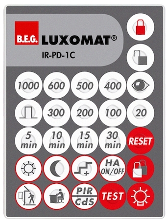 BEG 92520 Пульт управления PD2-M-1C, PD4-M-1C, PD4-M-1C-C, PD5-M-1C-Clip, PD9-M-1C и PD9-M-1C-GH, в комплекте настенный держатель / серый