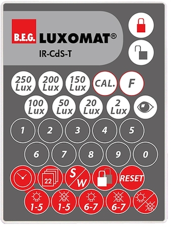 BEG 92368 Пульт управления для сумеречных выключателей IR-CdS-T, в комплекте настенный держатель / серый