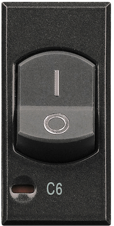 BTicino HS4301/6 Axolute Двухполюсный термомагнитный выключатель с индикатором защиты 1 полюса, 6 А, размыкающая способность 1500 А, 230 В~, цвет антрацит