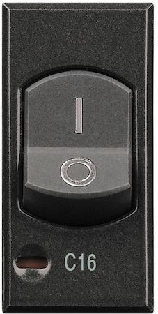 BTicino HS4301/16 Axolute Двухполюсный термомагнитный выключатель с индикатором защиты 1 полюса, 16 А, размыкающая способность 3000 А, 127/230 В~, цвет антрацит