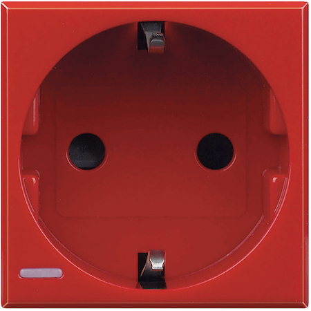 BTicino H4141RW Axolute Розетка 2К+З, 10/16 А 250 В с боковыми заземляющими контактами Schuko, с экранированными контактами – клеммы с автоматическим зажимом,цвет красный, немецкий стандарт