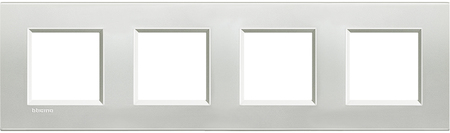 BTicino LNA4802M4AG LivingLight Рамка прямоугольная, 4 поста, цвет Серебро