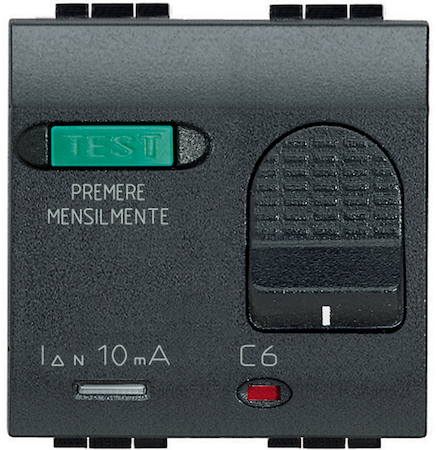BTicino L4305/6 2х полюсный дифференциальный автоматический выключатель 6А 230В 2 модуля