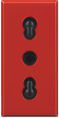 BTicino H4180RW Axolute Розетка 2К+З, 10 и16 А 250 В~ с заземляющими контактами, автоматические клеммы, цвет красный