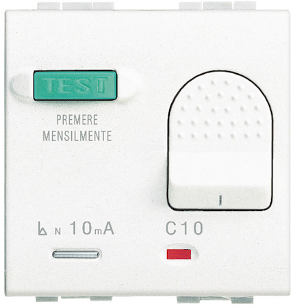 BTicino N4305/10 2х полюсный дифференциальный автоматический выключатель 10А 230В 2 модуля