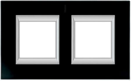 BTicino HA4802/2VNN Axolute декоративные накладки прямоугольной формы, стекло, цвет черное стекло, на 2+2 модуля