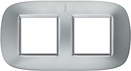 BTicino HB4802/2XC Axolute декоративные накладки в форме эллипса, метализированные, цвет зеркальный алюминий, на 2+2 модуля