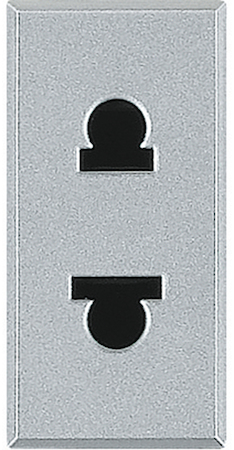 BTicino HC4125 Axolute Розетка 2К, 16 А с защитными шторками Евро – Американский стандарт, цвет алюминий