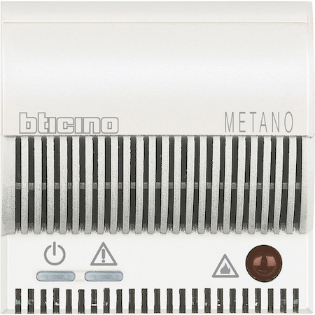 BTicino HD4511V12 Axolute Детектор метана со световой и звуковой сигнализацией (85 дБ), внутренняя автоматическая диагностика, управление повторителями сигналов, 12 В~/= – 2 модуля, цвет белый