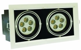 Briaton BR-DLS-002/2 CW Светильник светодиодный карданный двойной 2х5Вт,холод. белый,254х140х140/чёрный,рамка белая
