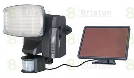 BR-DD/SP-001 Briaton Прожектор LED 6W с солнечной батареей 6000K IP45 серый 174х132х192 с датчиком движения