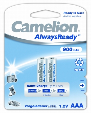 9165 Camelion   AAA- 900mAh Ni-Mh  Always Ready  BL-2 (NH-AAA900ARBP2, аккум-р, 1.2В)