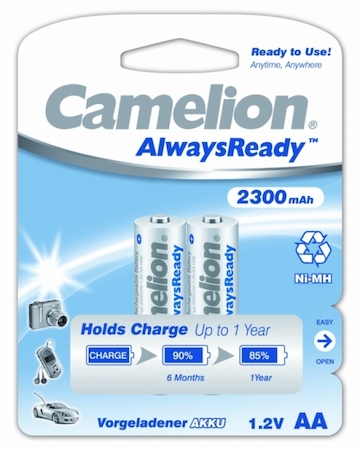 9164 Camelion  AA-2300mAh Ni-Mh Always Ready BL-2 (NH-AA2300ARBP2, аккум-р,1.2В)