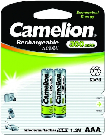 3144 Camelion   AAA- 300mAh Ni-Cd BL-2 (NC-AAA300BP2, аккум-р,1.2В)