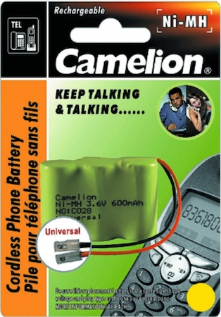 2941 Camelion  3,6V-600mAh С-028 (С-107) (C028 3NH-2/3AA600BMU, Ак-тор для р/т,Ni-Mh,2/3 AA )