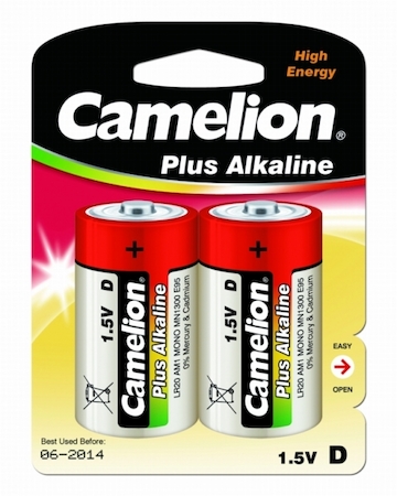 1654 Camelion..LR20 Plus Alkaline BL-2 (LR20-BP2, батарейка,1.5В)