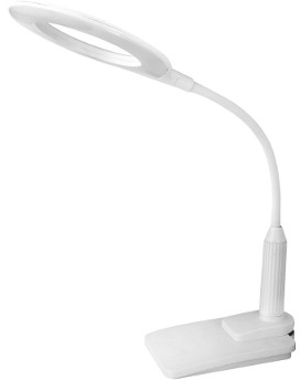 Camelion 12845 KD-814  C01 белый LED(Свет-к настольн.,основ-е+струбц.,7 Вт, 230В, сенс.вкл.,4 ур.ярк,450 лм,4000К)