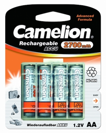 7348 Camelion  AA-2700mAh Ni-Mh BC4 +пластиковый футляр (NH-AA2700BHC4, аккум-р,1.2В)