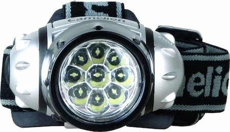 7790 Camelion LED5317-9Mx (фонарь налоб, металлик, 9 ультра ярк LED, 4 реж, 3XR03 в компл, пласт, блист)