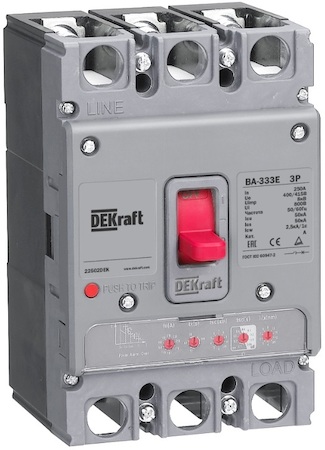 DEKraft 22502DEK Силовой авт. выкл. с электрон. расц. 3P 250А 50кА ВА-333E