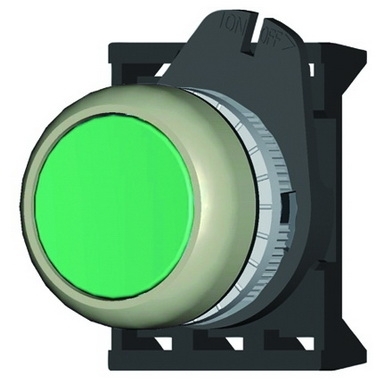 ДКС ABDLM2C Кнопка плоская с фиксацией, зеленая прозрачная  - серия Хром