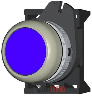 ДКС ABDLM4C Кнопка плоская с фиксацией, синяя прозрачная  - серия Хром
