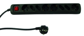 Duewi DW 12428 Антрацит Удлинитель 4 розетки, 2 м, с выкл., кабель H05VV-F 3G1,5