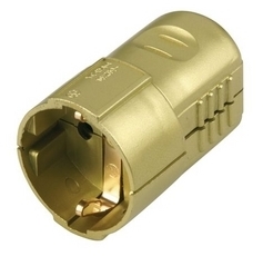 Duewi DW 12112 Золото Розетка кабельная 2Р+Е, 16А, 250V, для евровилки, пластик