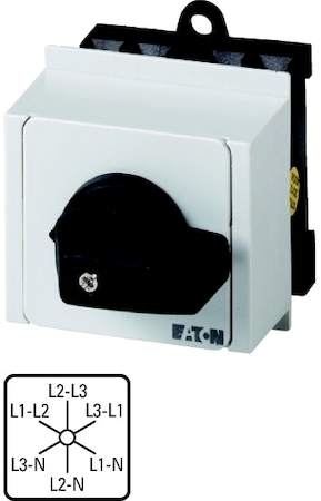 EATON 0000026997 Переключатель вольтметров, 3P + N , Пол. фаза / фаза-фаза / N , 60 ° , 45x45mm , модульное исполнение