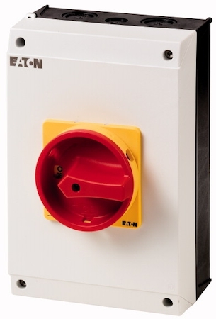 EATON 0000207348 Главный выключатель в корпусе, 3P +1НО +1 НЗ , 63А , красно-желтая ручка , запираемый