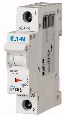 EATON 0000262695 Автоматический выключатель 0.5А, кривая отключения C, 1 полюс, откл. способность 10 кА