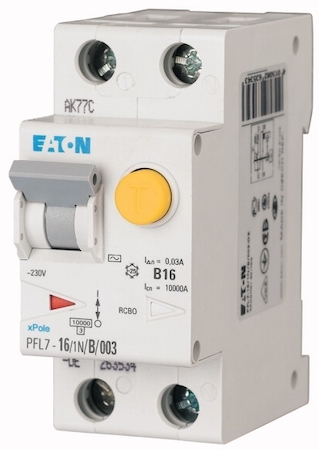 EATON 0000263537 Дифференциальный автоматический выключатель 16/0,03А(AC), кривая отключения С, 1+N полюсов, откл. способность 10 кА