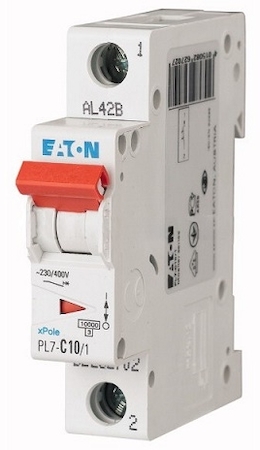 EATON 0000262702 Автоматический выключатель 10А, кривая отключения C, 1 полюс, откл. способность 10 кА